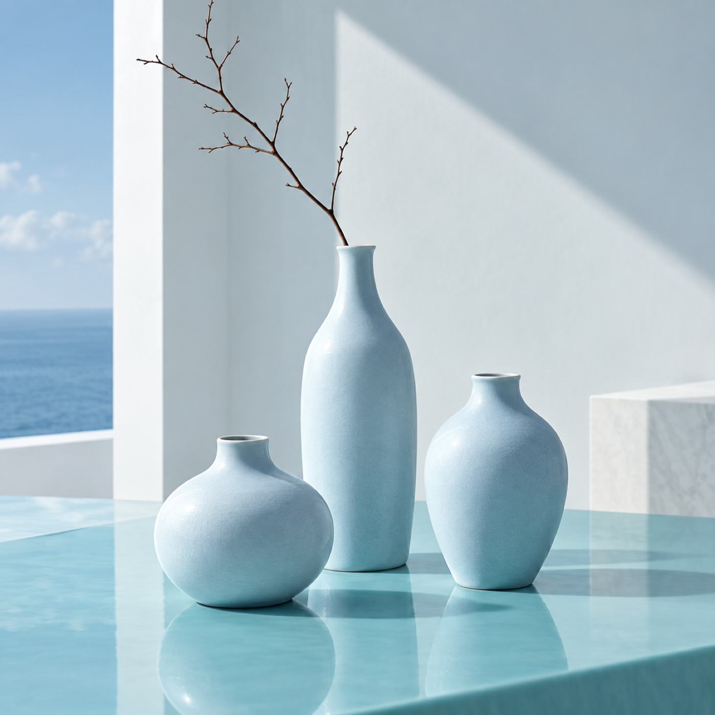 Blue porcelain vessels